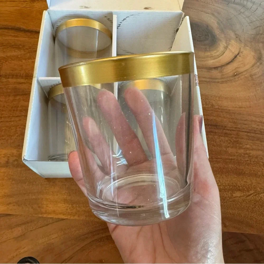 NWT Gold Rim 13oz Highball Glasses Set of 4